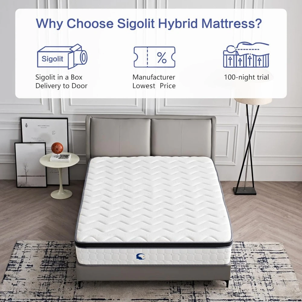 12 Inch Queen Size Hybrid Mattress - Medium Firm, Memory Foam & Pocket Springs,  Motion Isolation