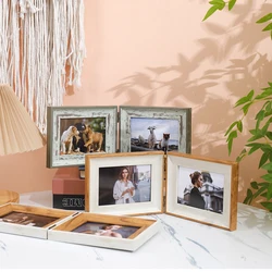 1PC horizontal folding hinged frame, home desktop display, for art, photo display, plastic frame, double frame