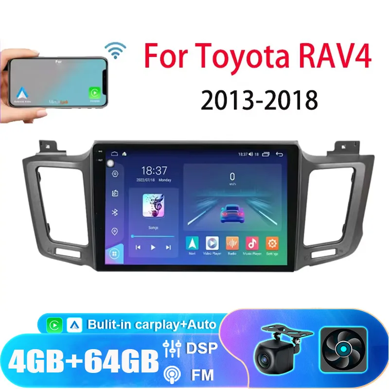 

10'' Android 13 Car Radio Multimedia Video Player For Toyota RAV4 2013-2018 Navigation GPS Carplay Auto Head Unit NO 2din