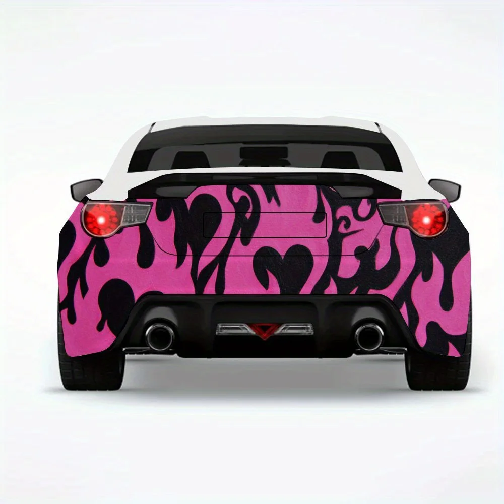 

Black Hearts with Pink Flames Car Sticker,Vinyl Decal for Car Rear, Waterproof Self-Adhesive Vinyl Stickers for Vehicle Tail and
