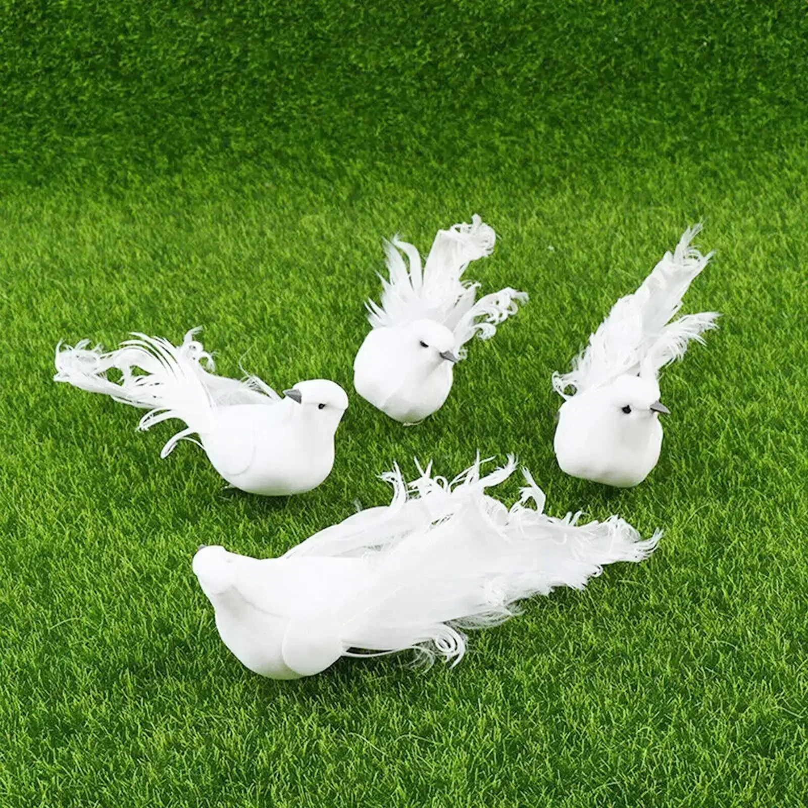 4 Pack Artificial Feather Bird Christmas Foam White Doves Clip-on Christmas Tree Decoration Party Wreath Garland Decor Ornament