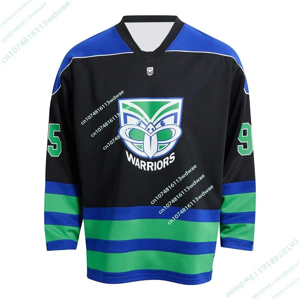 Latest 2026NRL Australian New Zealand Warriors Adult Ice Hockey Jersey Men's 3D Pint Long Sleeve Adult and Children's Same Style