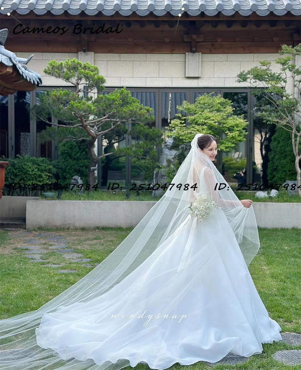 Sondr Vierkante Hals Satijn Custom Made Mouwloze Elegante Trouwjurken A-Lijn Ivoor Korea Bruiden Jurken Vrouwen Bruidsjurken