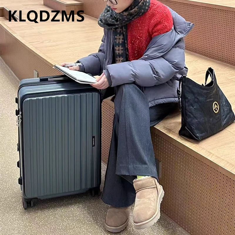 KLQDZMS Bagagli da viaggio 20 "24" 26 pollici Valigia d'imbarco con apertura laterale PC Trolley da viaggio con cerniera espandibile Valigia da cabina da uomo