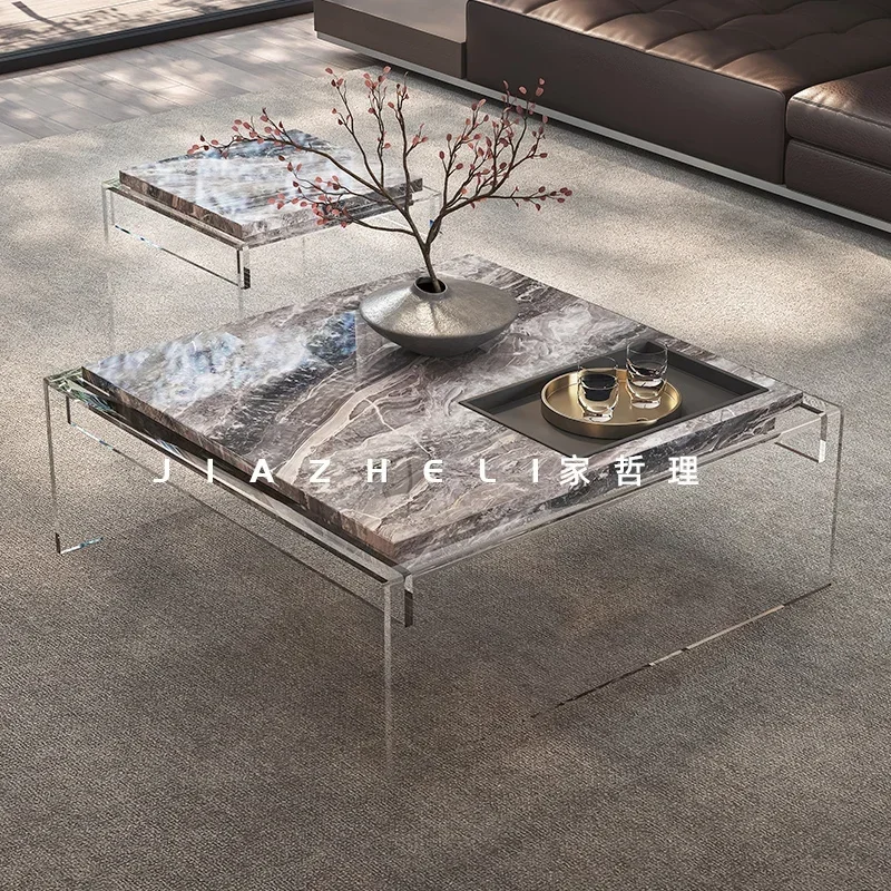 Transparent Aesthetic Coffee Table Minimalist Unique Modern Living Room Coffee Table Designer Simple Meubles Home Furniture