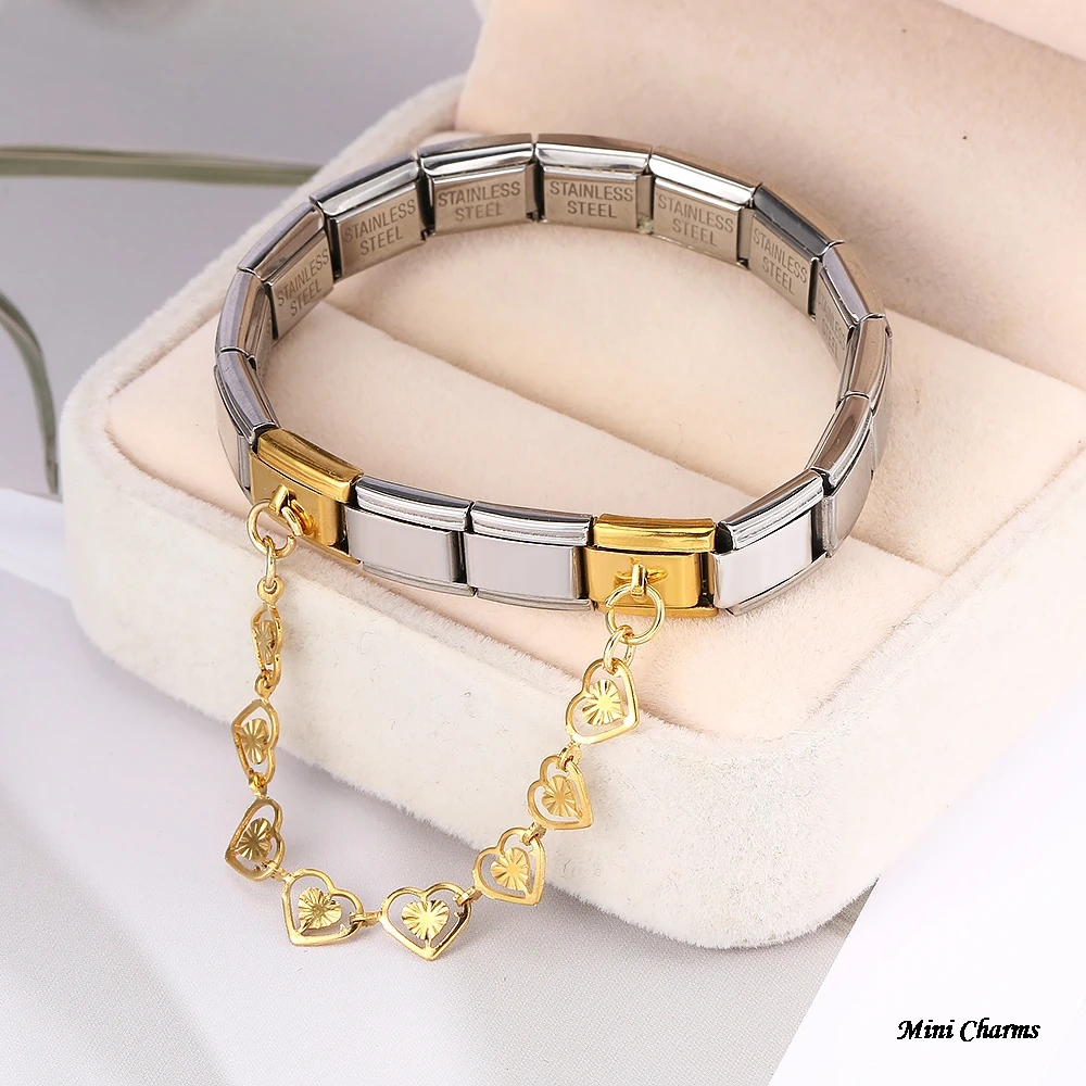 Damen Edelstahl 16 Stile Hängende Herz-Ketten-Anhänger Passend für 9mm Armband Edelstahl DIY Schmuckherstellung Italienischer Schmuck – Detail 4