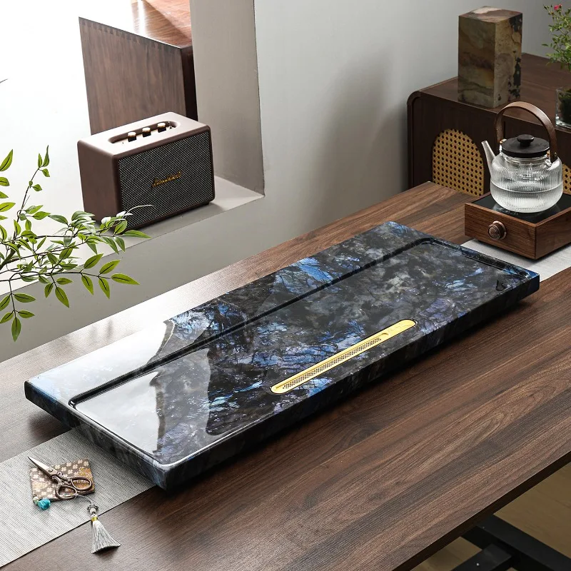 Marble Glass Tea Tray Pot Office Table Accessories Ceremony Drainage Luxury Tea Tray Hospitality Desk Bandejas Home Products