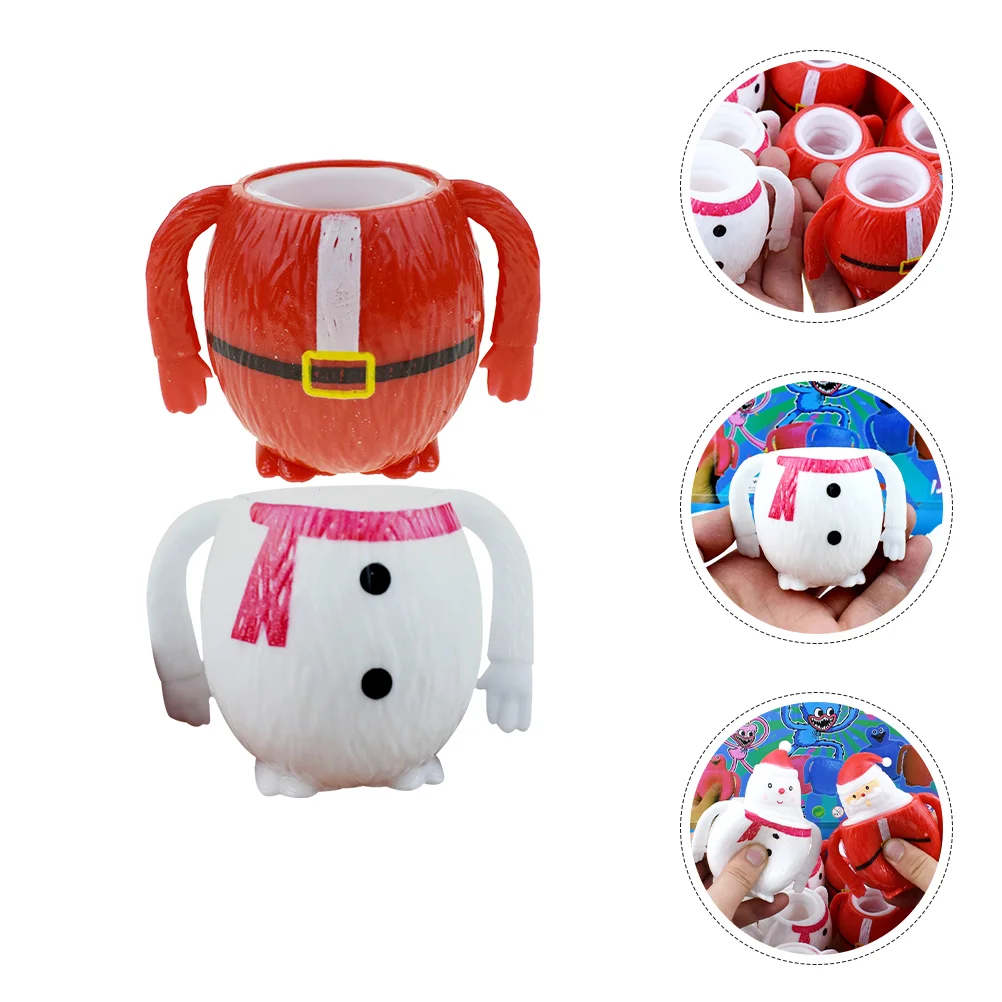 

2 Pcs Santa Snowman Squeeze Toy for Office Pressure Relief Christmas Ornaments Small Gifts Decoration The Stretchy Party
