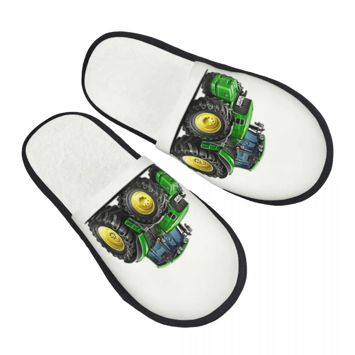 Zapatillas de casa de tractor con estampado personalizado para mujer, pantuflas mullidas de espuma viscoelástica cálidas y acogedoras, zapatos para interiores y exteriores