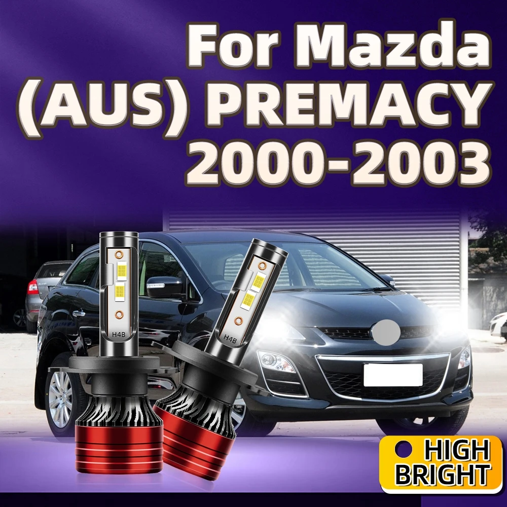 

2Pcs High Quality Car Headlights H4 LED 6000K Light Bulbs Brightness For Mazda (AUS) PREMACY 2000 2001 2002 2003