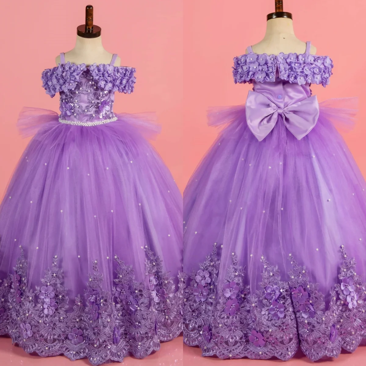 

Purple Princess Girls Birthday Party Dresses Customized Flower Girl Dresses for Wedding Children Litter Queen Pageant Gowns