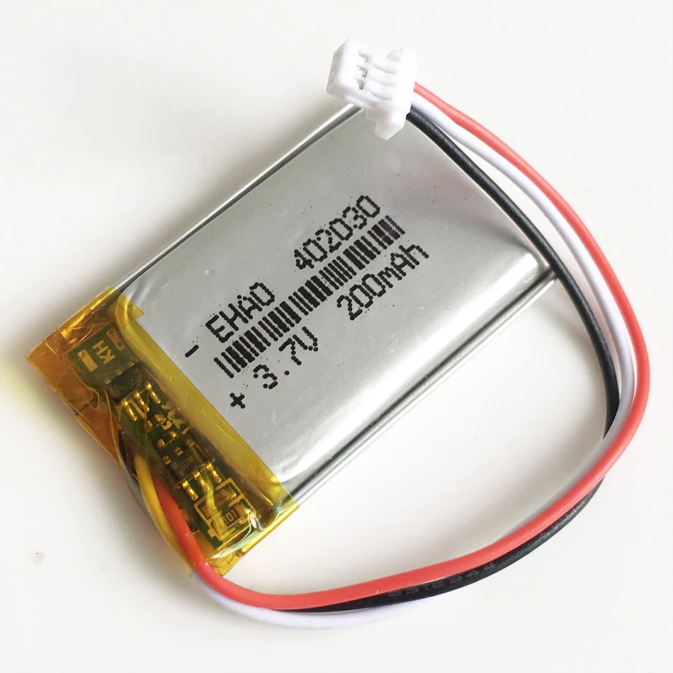 3.7V 200mAh 402030 Lithium Polymer LiPo Rechargeable battery + JST 1.0mm 3pin Connector For Handheld GPS Mp3 GPS Bluetooth