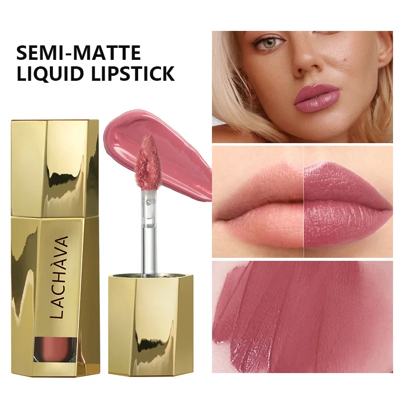 Matte Liquid Lipstick Nude Lip Gloss with Plumping Moisturizing Velvet Feel Not Dry or Sticky All Day Wear for Full Lips Natural