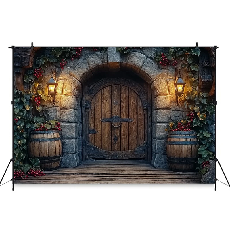 Mocsicka Photography Backdrop Halloween Wooden Door Vintage Cottage Farmhouse Photo Backgrounds Birthday Portrait Studio Decors
