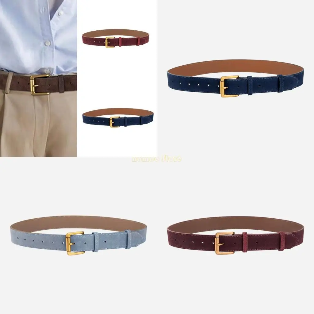 

31BF Женский замшевый ремень с регулируемым универсальным джинсовым декоративным ремнем в стиле ретро для улучшения повседневной