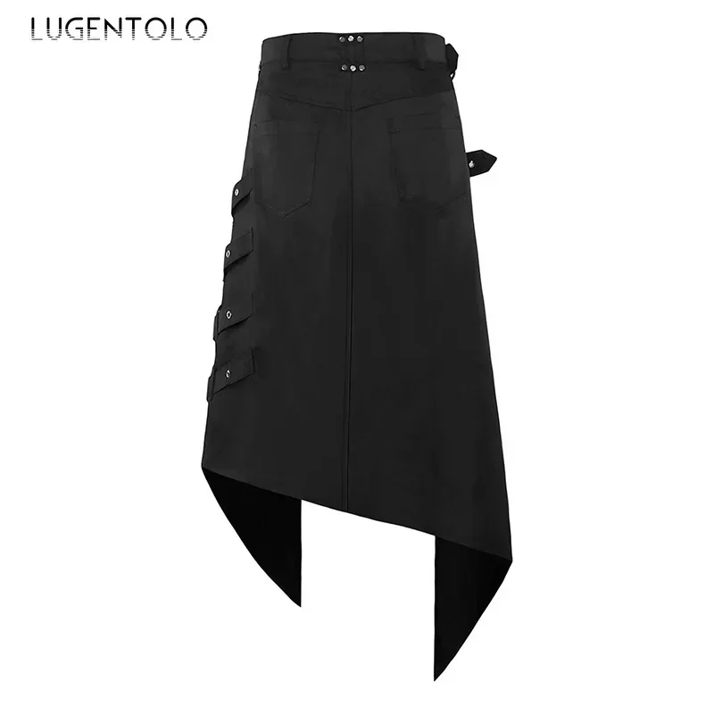 Men Rock Punk Skirt Dark Black Steam Gothic Asymmetrical Ring Party Women New Casual Vintage Fashion Trend Skirts