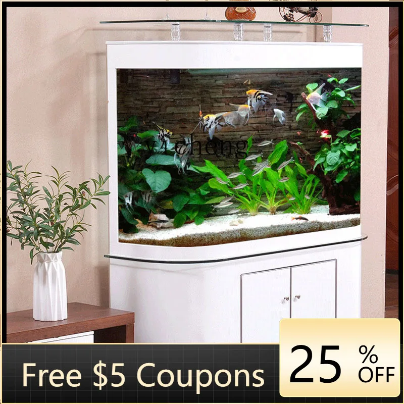 

ABB bottom filter glass fish tank double arc big bend living room household floor type ecological water-free aquarium