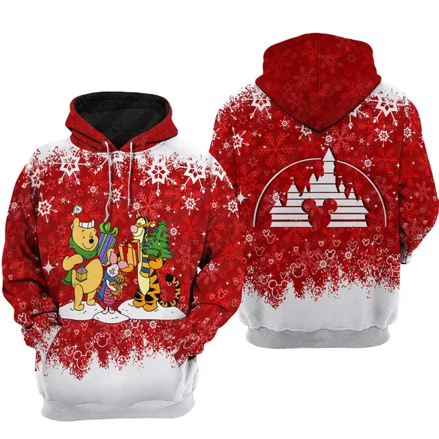 Christmas Mickey Mouse Donald Duck Stitch Monstercartoon Men Women 3D Print High Quality Fleece Zipper Hoodies Pullover Tops