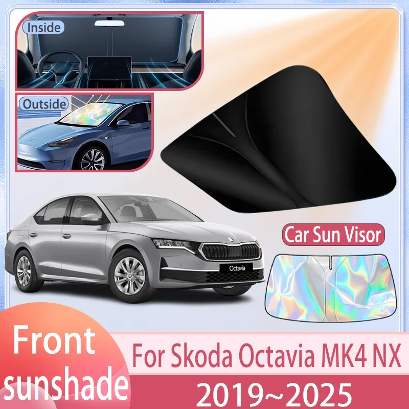 

Car Sunshade For Skoda Octavia MK4 NX 2019~2025 2024 2023 2022 Front Windshield Sun Visor Cover Anti UV Protection Accessories