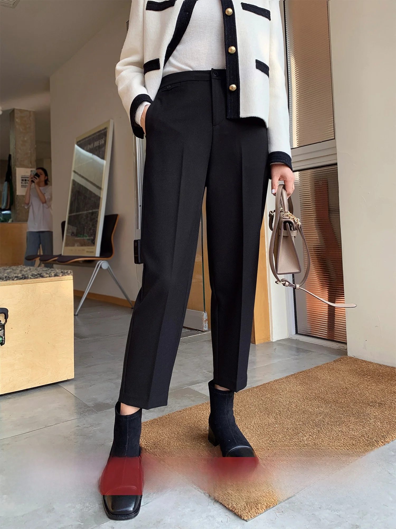 Calças de Algodão de Cintura Alta para Mulheres, Estilo Reto, Cores Variadas, 29 Modelos, Calças Amigas do Dia a Dia