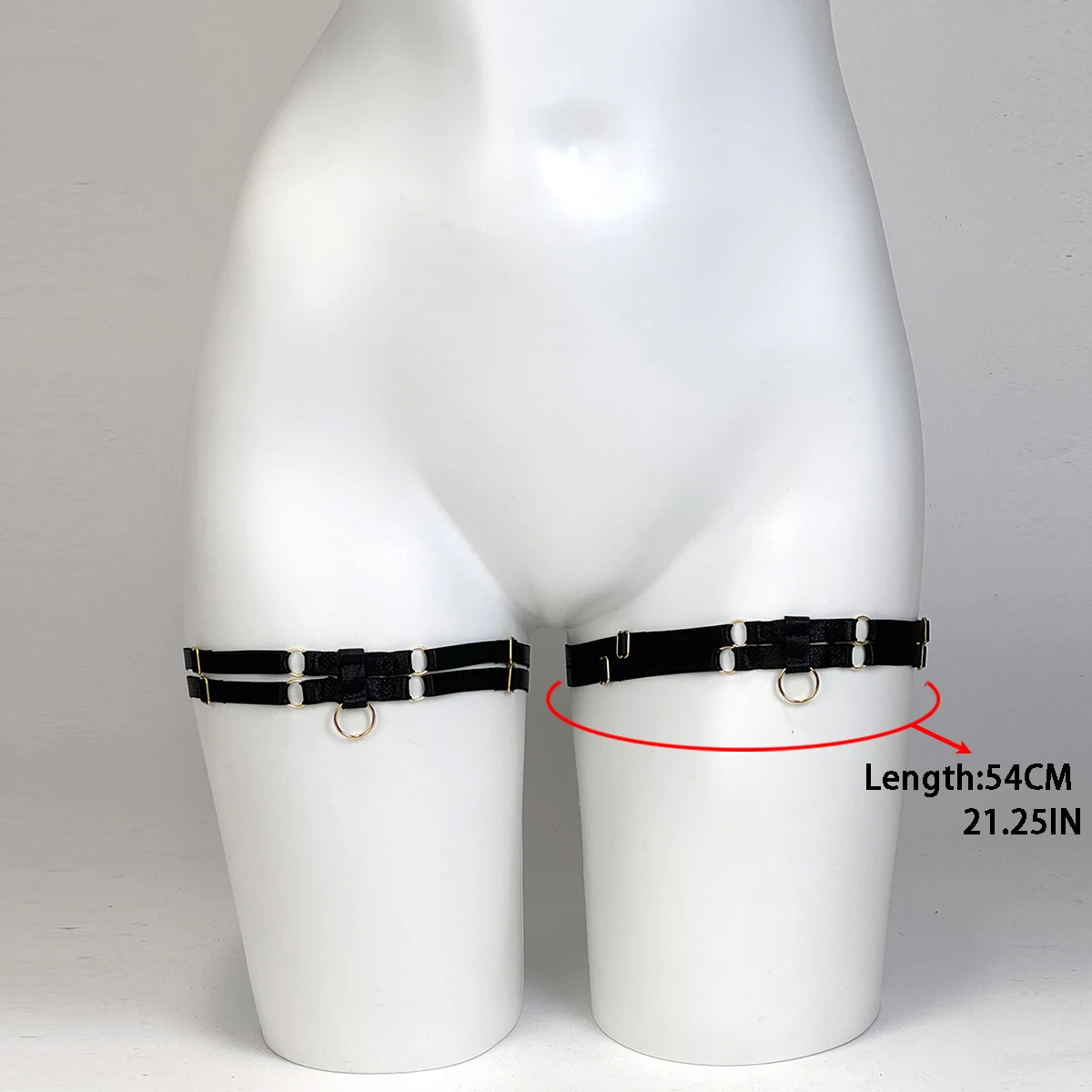 السيدات الأسود مطاطا الساق الدائري قابل للتعديل مثير حلقة ضيق حزام القوطية الشرير عبودية الساق حزام اليومية اكسسوارات الحفلات #6