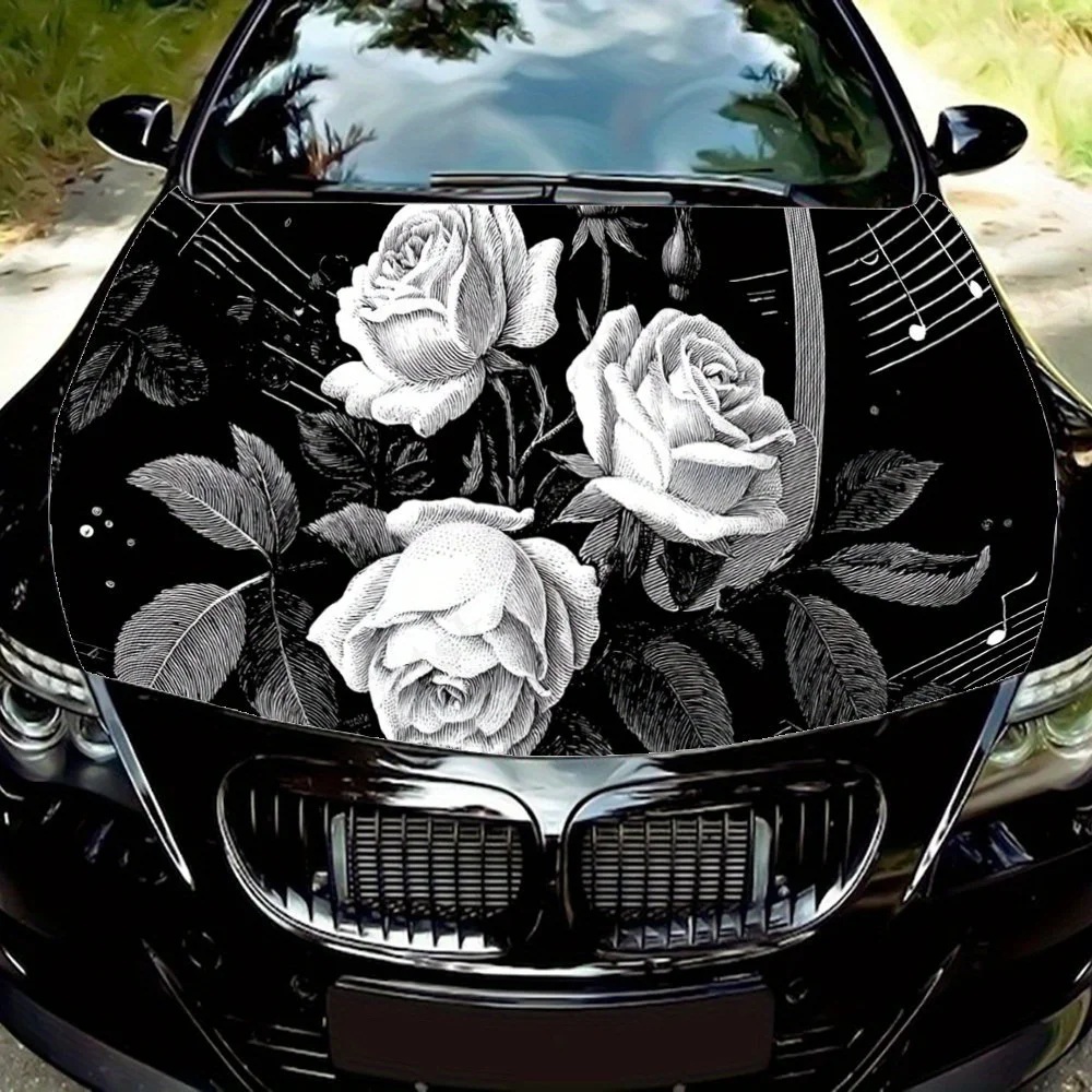 

Vintage flowers and musical notes print,car hood stickers,PVC waterproof Self adhesive car hood sticker,car hood decoration prot