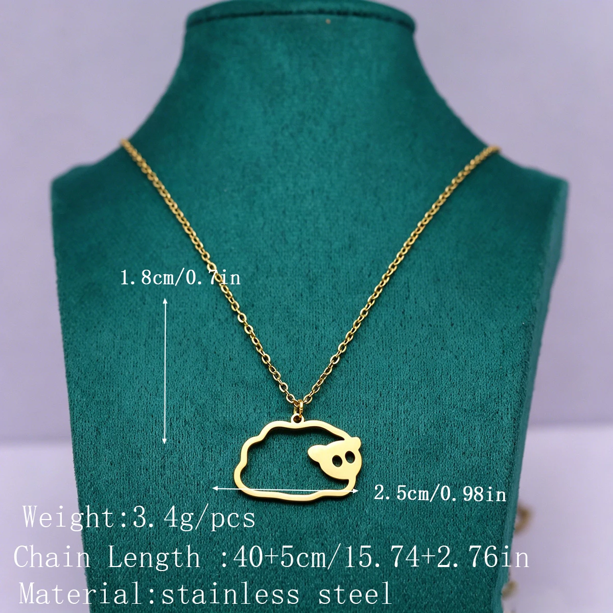 Kinitial Sleepy Hamster Necklace For Women Stainless Steel Animal Pendant Chain Necklace Jewelry Party Gift