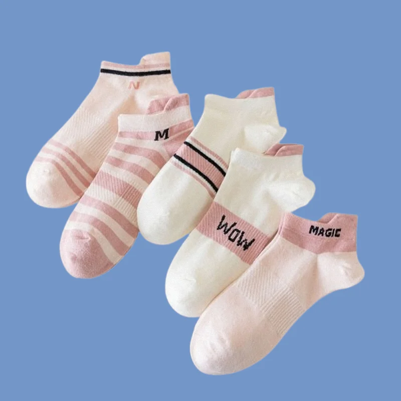 

5/10 Pairs Summer Thin Waisted Non-slip Shallow Mouth No-drop Heel Boat Socks High Quality Cute Sports Short-tube Cotton Socks