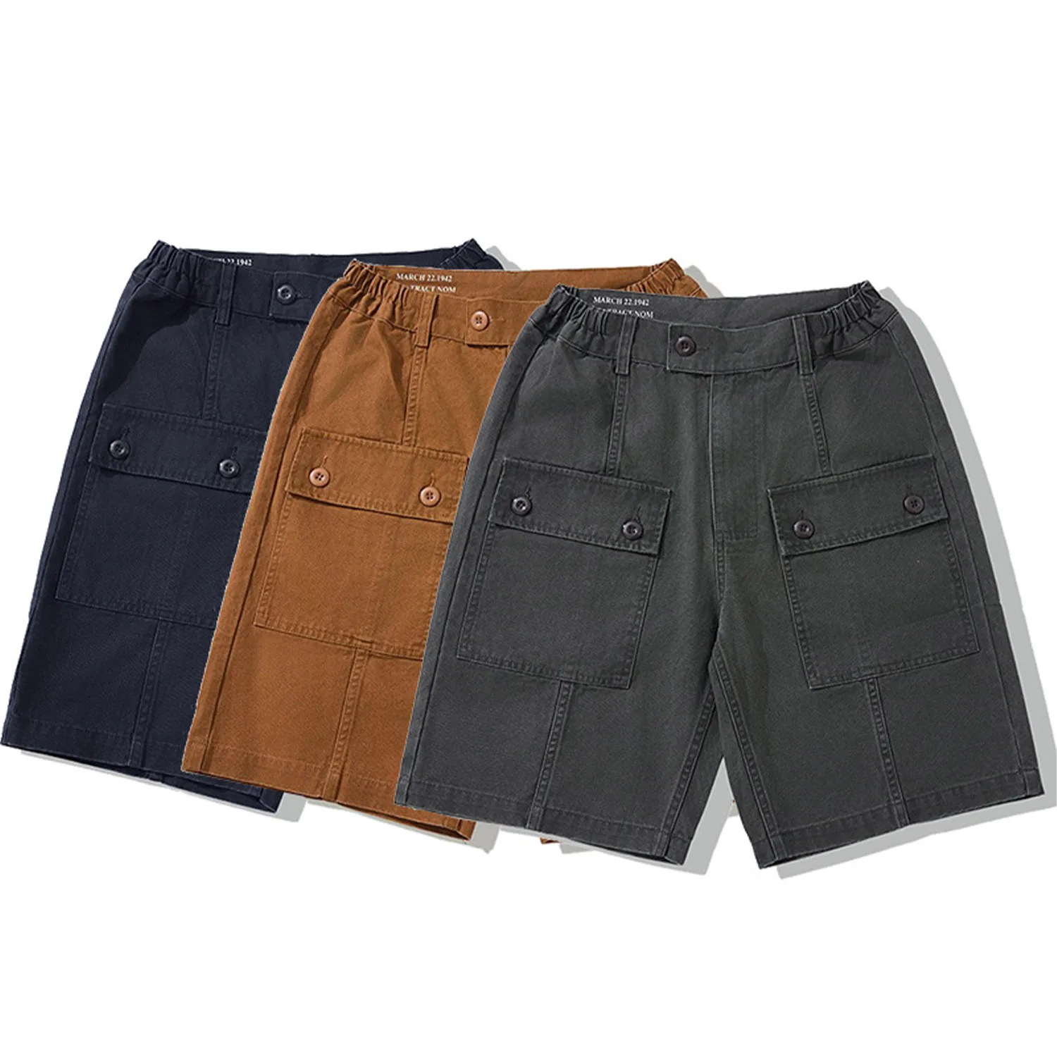 New American Retro Workwear Shorts with Multiple Pockets and Five Quarter Length Shorts Paratrooper Pants Cotton Casual Pants