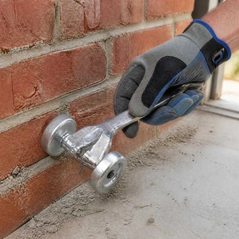Iron Joint Raker Tool Ergonomic Handle Skate Wheel Design Masonry Joint Tool Non-Slip Handle Skate Wheel Raker Tile Grout