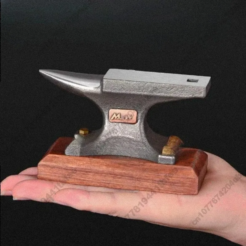 Mini cast steel angle anvil with ebony base and round head alloy steel forming workbench for gold silver and jewelry production