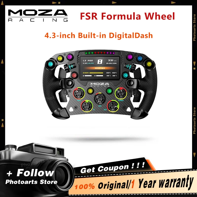 MOZA Racing FSR Wheel With Magnetic Dual Clutch Paddles Perforated Leather Grips