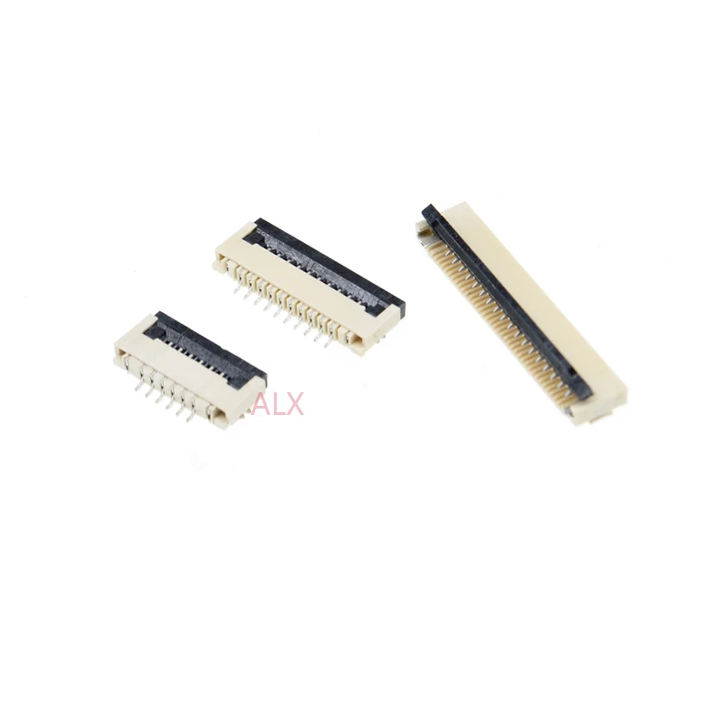 10pcs Ffc Fpc Cable Connector Socket Pitch 1.0mm High 2mm Clamshell Bottom Contact Type Sockets 4p 6p 8p 10p 12p 16p 20p 30p 40p