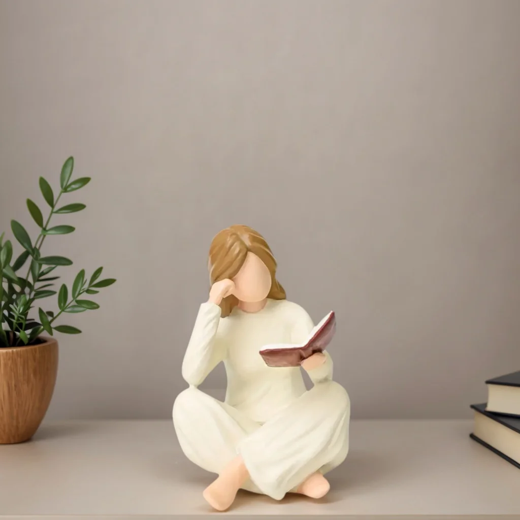 Reader Statue |   Reading and Thinking Figure Ornament |   Resin Study Desk Decorations |   Creative Gifts for Those Who Love Books |   Suitable for Office Bookshelves, Libraries, and Fireplace Mantels in Home Study Rooms.