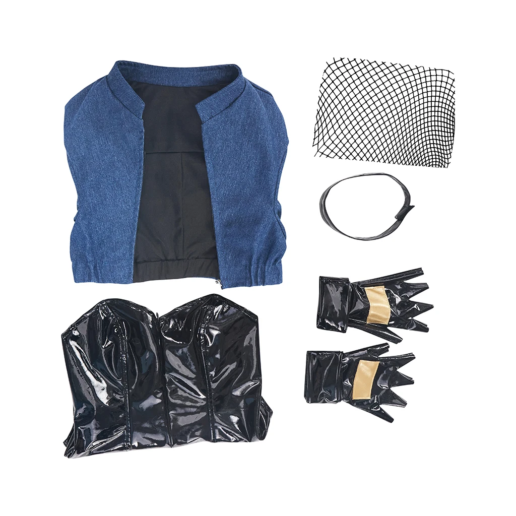 أنيمي الأسود الكناري تأثيري حلي مثير المرأة المحاصيل سترة ارتداءها شبكة جوارب مجموعة كاملة هالوين خارقة معركة البدلة