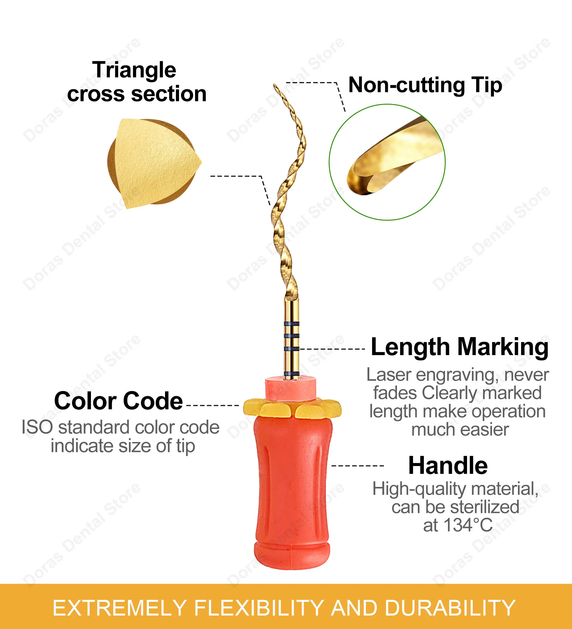 Glin Gold Pro Hand Endo Files SX-F3 Heat Activated Rotary Dental Files 19/21/25/31mm Dental Tool Niti Root Canal Files
