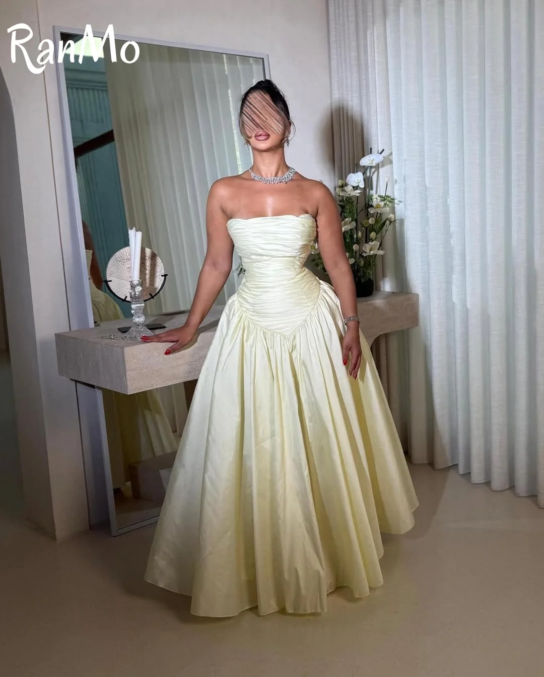 Ranmo 2025 personalizado requintado moda charmeuse plissado a linha sem alças vestidos longos sob medida ocasião mancha de alta qualidade