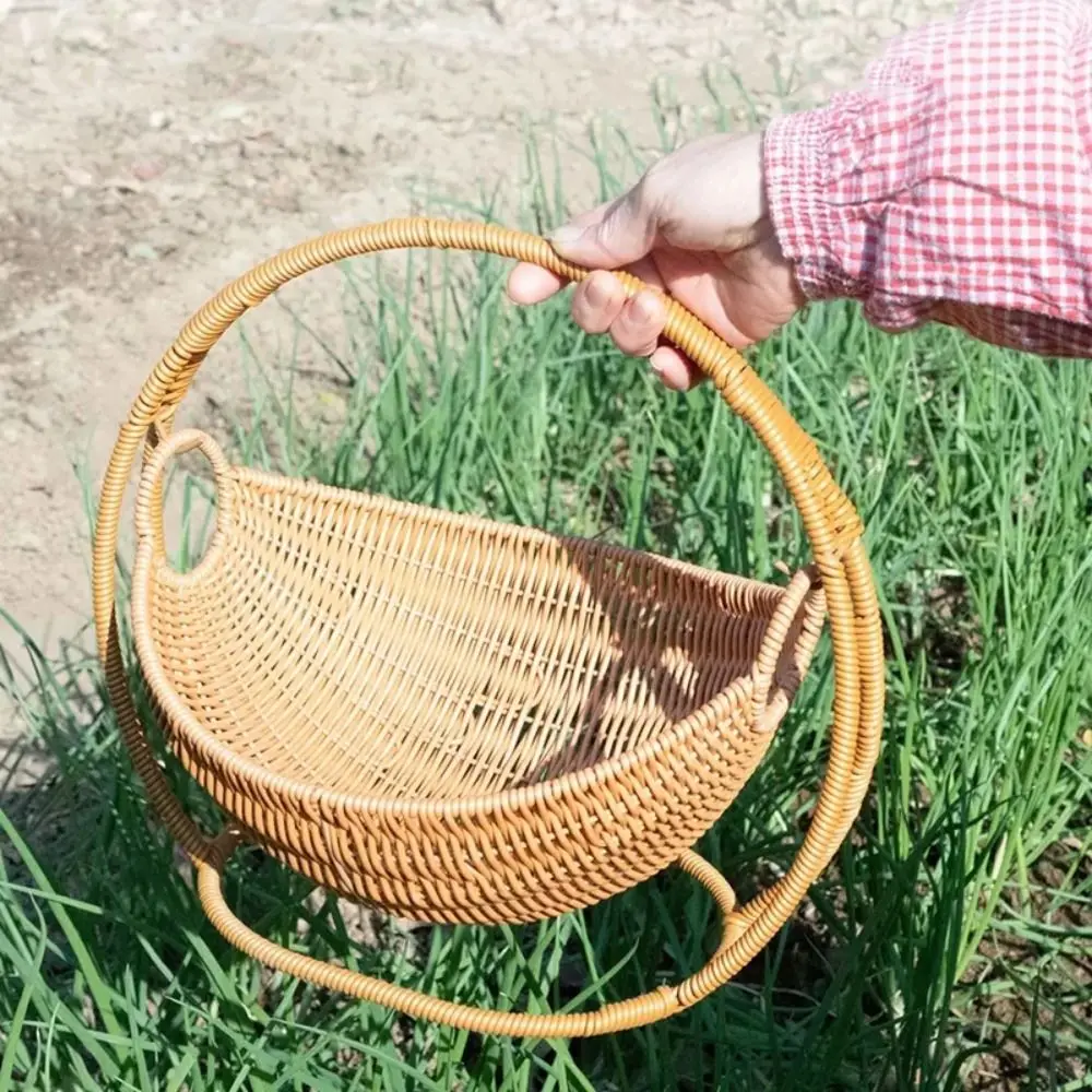

With Handle Woven Storage Basket High Grade Imitation Vine Weaving Imitation Rattan Basket Decorative Creative Design