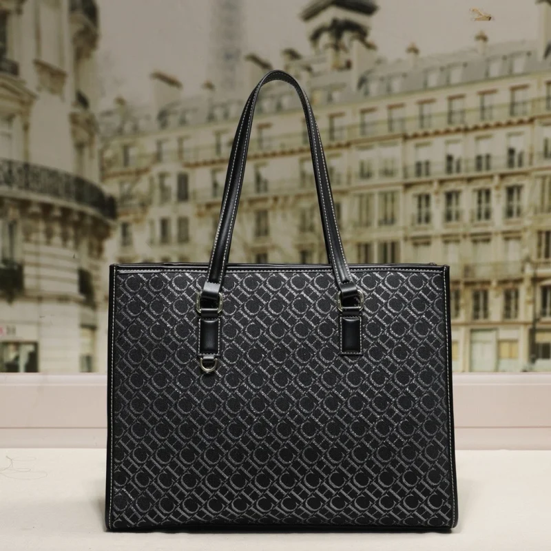 CHCH  Women Tote Bag Horizontal Style Vintage Letter Print Laptop Work Bag Fashion Shoulder Bag Purse bolsos mujer