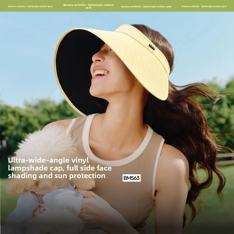 Banana Leaf BM563 Black Glue Women's Large Brim Empty Top Hat Sunscreen Shade Lighting Cap Casual Style Travel All Seasons