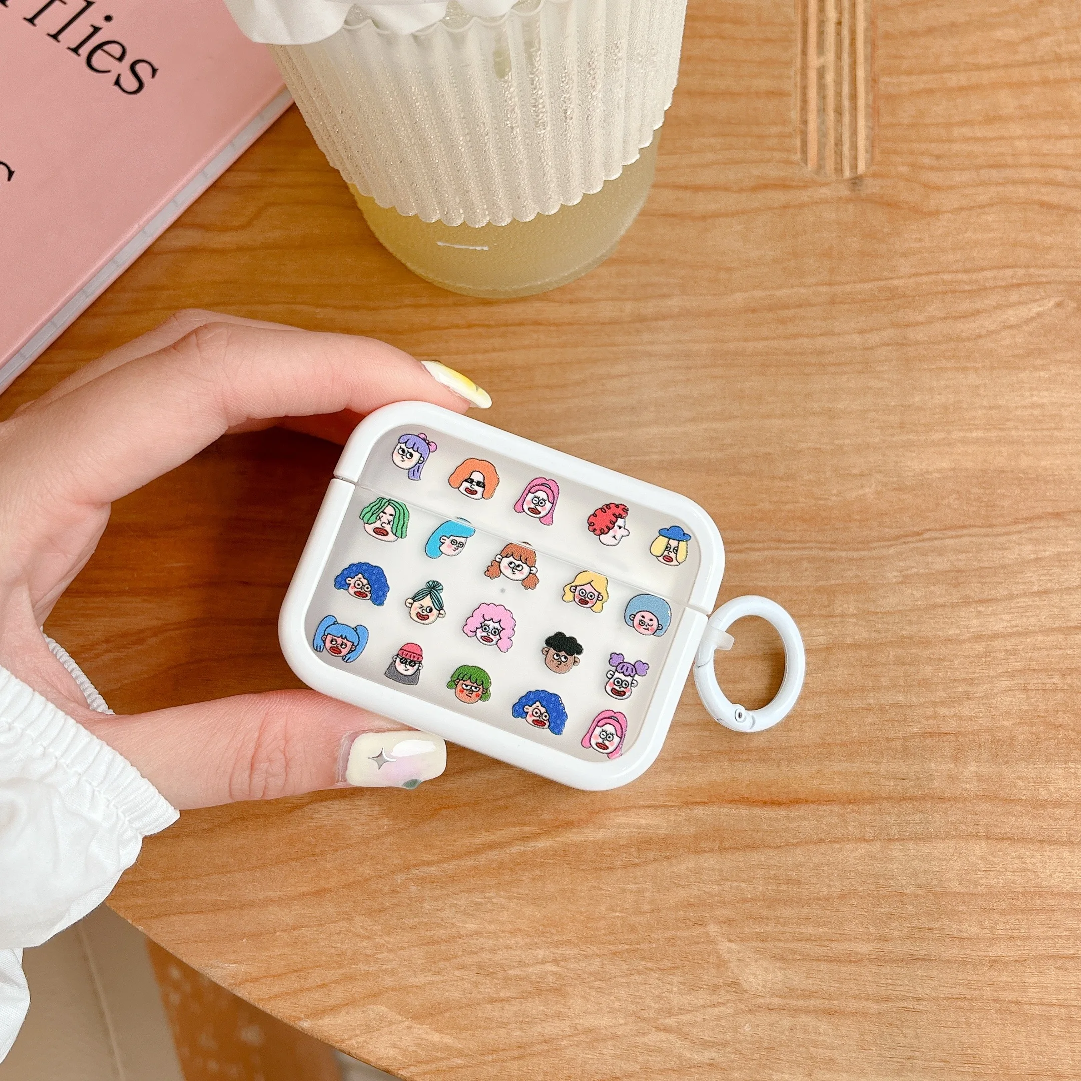 Cute Cartoon Pattern Earphone Case For Apple AirPods 1 2 3 Pro With Keychain Fun Cartoon Head Sculpture Earphone Cover