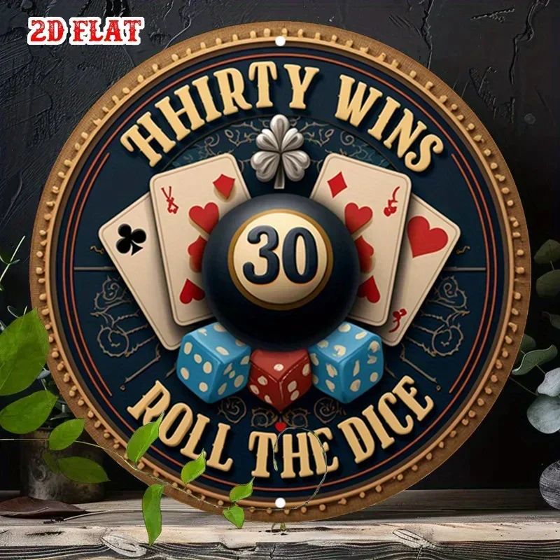 CIFBUY 7.87x7.87 Inch 2D Flat Lucky Number 30 Aluminum Metal Sign, Lottery Wall Art Decor for Home Garage Cafe Indoor & Outdoor
