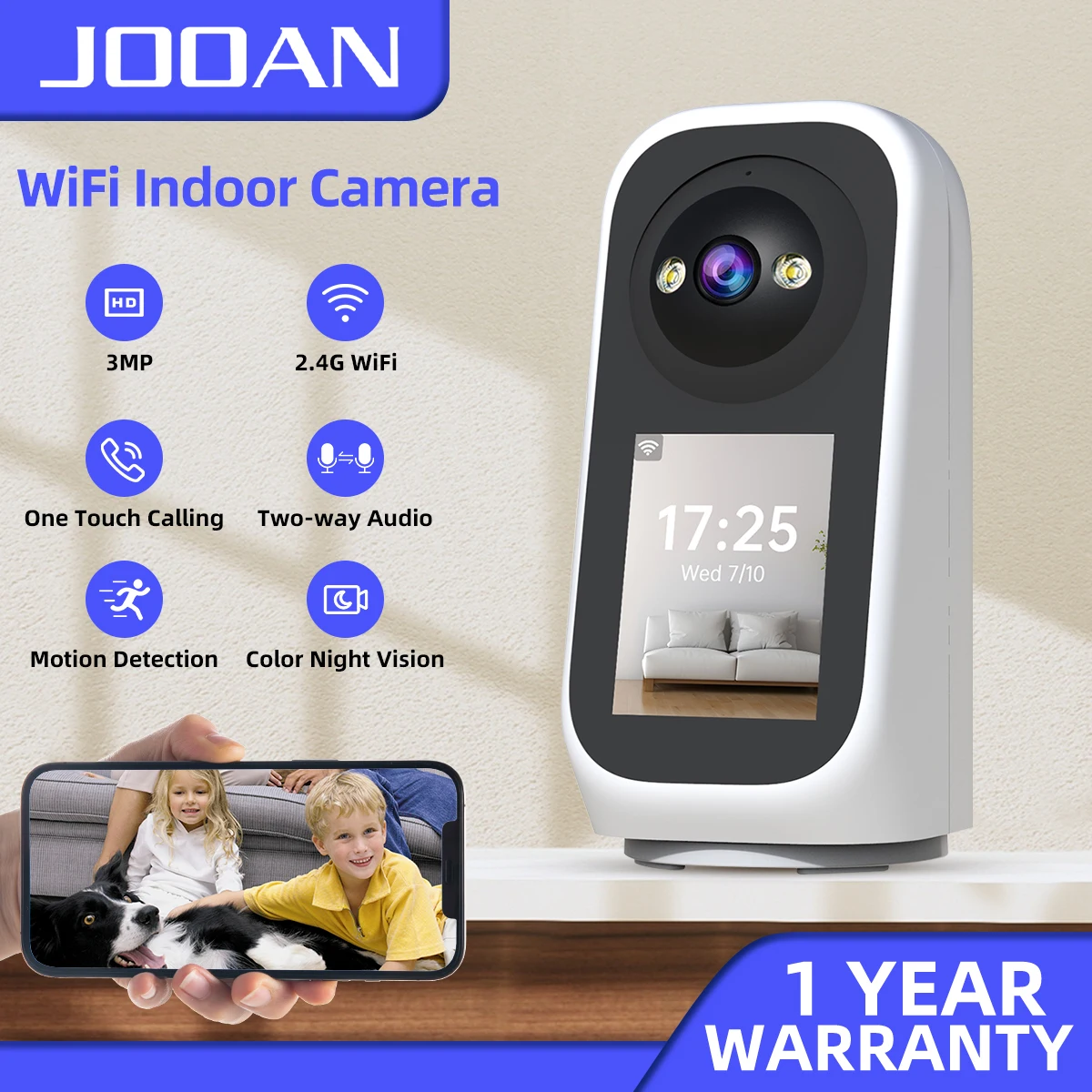jooan-3mp-5g-wifi-ptzカメラ-28インチタッチスクリーン-双方向音声-ベビーモニター-自動追跡-カラーナイトビジョン-スマートホームセキュリティカメラ