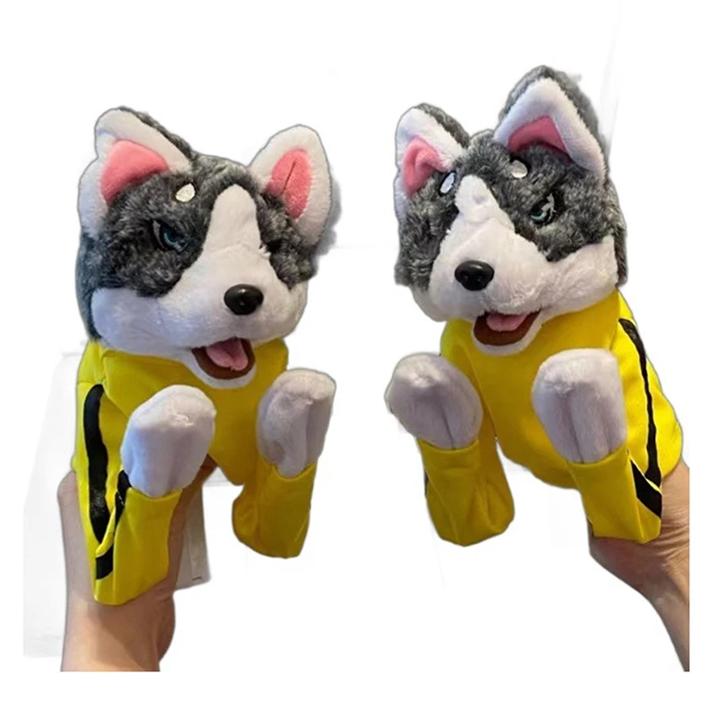 Kung Fu Animal Toy Husky Glove Dog Interactive Hand Boxing Puppet Finger Fun Interactive Hand Puppet Battle Sound Plush Toy Gift