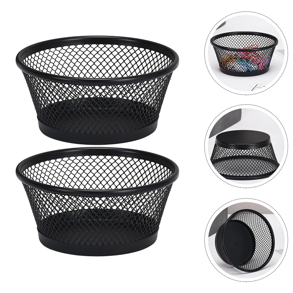 

2 Pcs Paper Clip Storage Bucket Paperclip Cup Organizer Multi-functional Container Mesh Dispenser Binder Clips