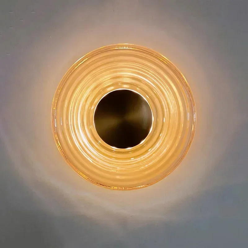 

Nordic design glass wall lamp circular bedroom study corridor background lighting fixture home decoration bedside wall lamp