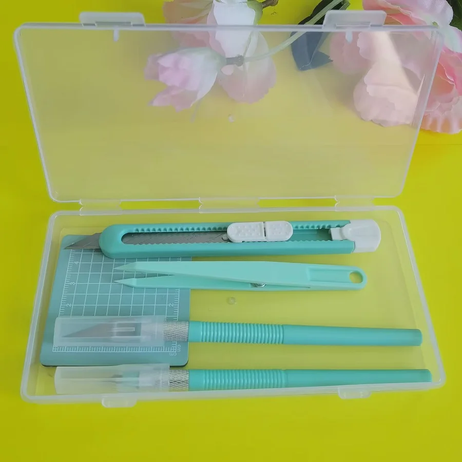 ชุดเครื่องมือสมุดภาพระดับมืออาชีพ - มีดแกะสลัก, แผ่นรองกันลื่น, แหนบและปากกาสำหรับงานประดิษฐ์กระดาษอย่างละเอียด 5 ชิ้น/ชุด