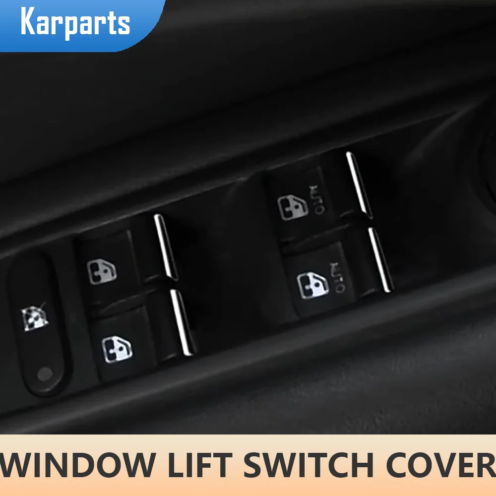 

For Jeep Renegade 2014 - 2021 7Pcs ABS Chrome Car Window Lift Swich Button Cover Sequins Trim Inner Accessories