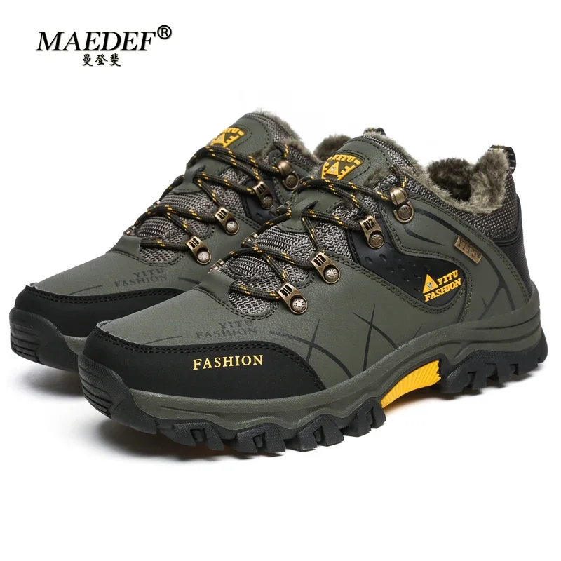 

MAEDEF Winter Mens Snow Boots Waterproof Man Sneaker Super Warm Mens Boots Outdoor Non Slip Hiking Travel Work Shoes Size 39-47