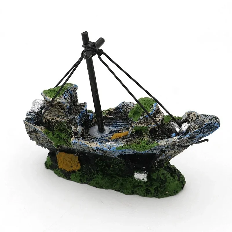 Aquarium Fish Tank Landscaping Shipwreck Pirate Ship Decoration Resin Boat Accessories Furniture Pet Fish Tank Decorations